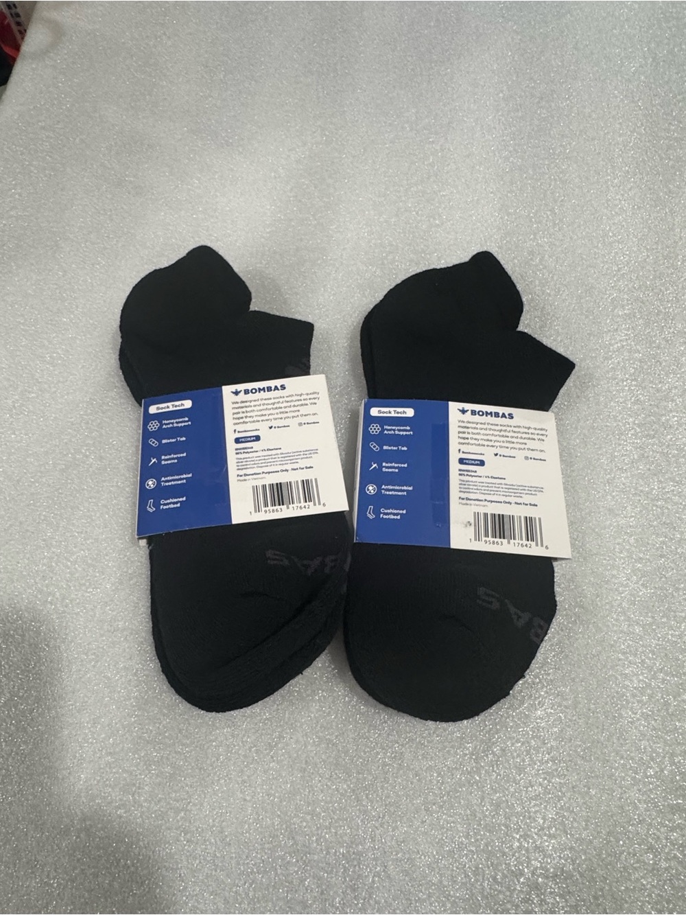 Bombas Black Men’s Women’s Unisex Ankle Athletic Socks (2-Pack) - Picture 4 of 7